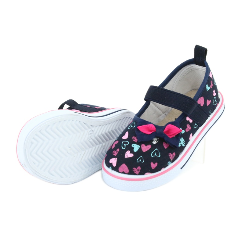 Ballerinas rosett Atletico läderinsats vit marinblå blå rosa 5