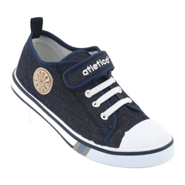 Sneakers med läderinsats Atletico marinblå jeans BSM029 1