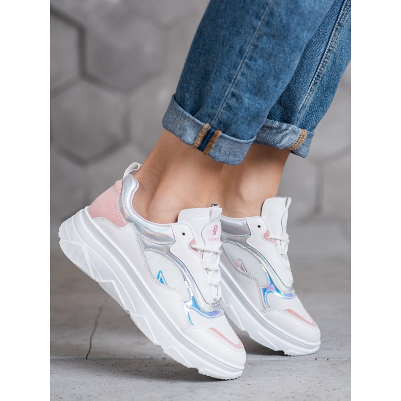 SHELOVET Trendiga vita sneakers mångfärgad 1