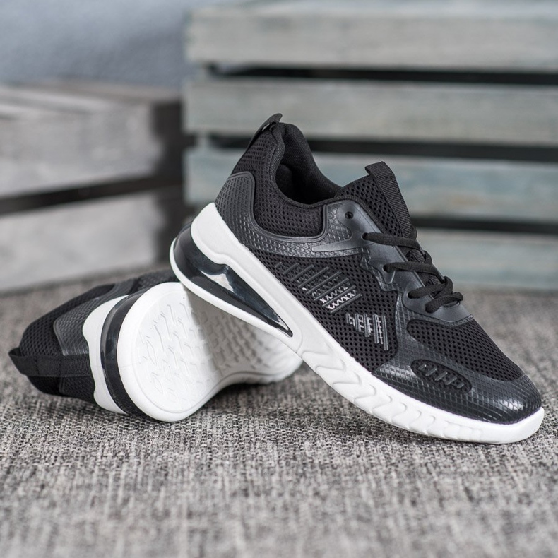 Ideal Shoes Knutna skor med mesh svart gul 2