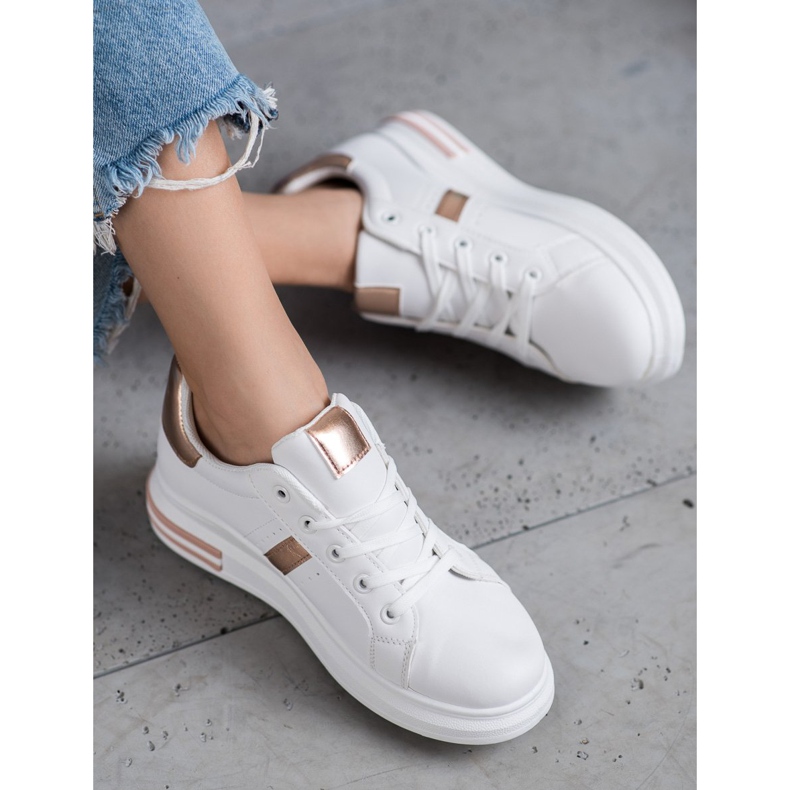 SHELOVET Sportskor med guldinsatser vit 1