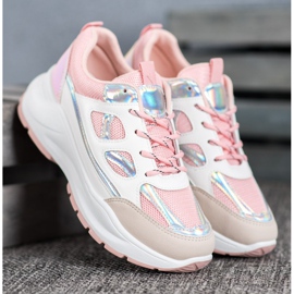 SHELOVET Bekväma sneakers med mesh vit rosa mångfärgad 1