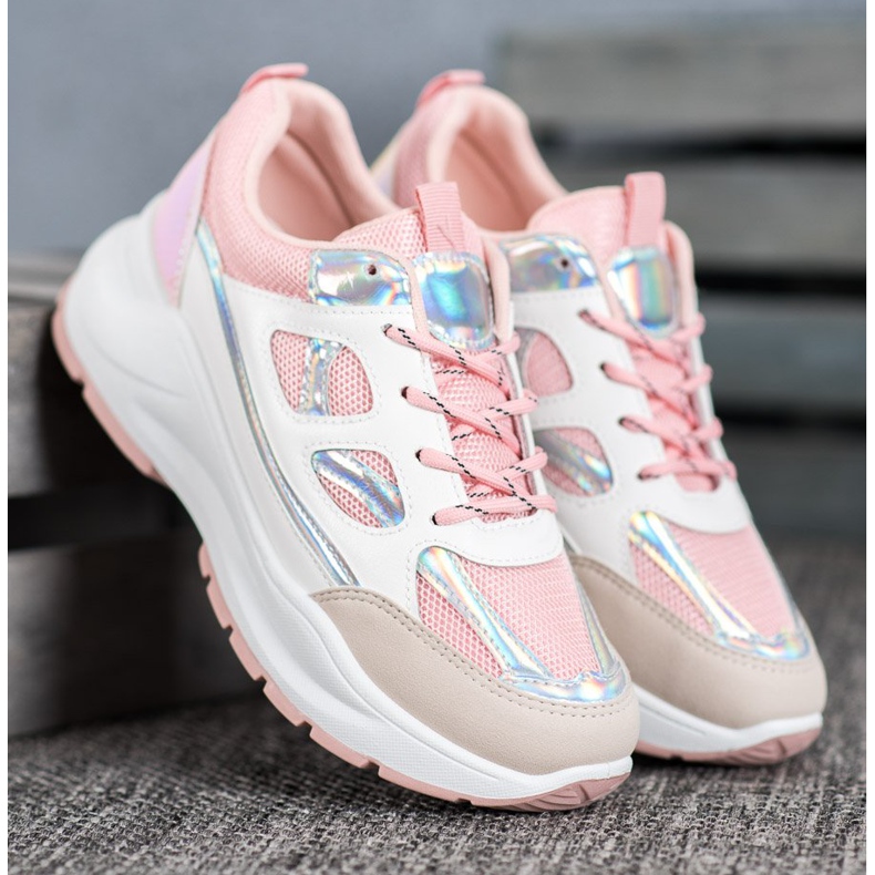 SHELOVET Bekväma sneakers med mesh vit rosa mångfärgad 1