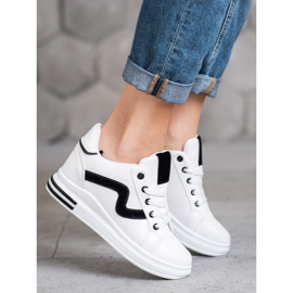 SHELOVET Sportskor med dold kil vit svart 2