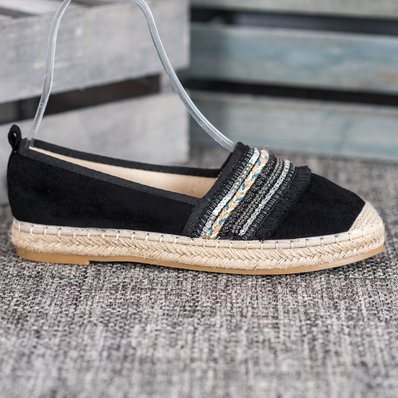 RTX WALK Bekväma espadriller med ornament svart 1