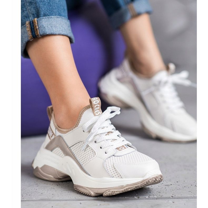 Goodin Openwork skinnskor vit gul 1