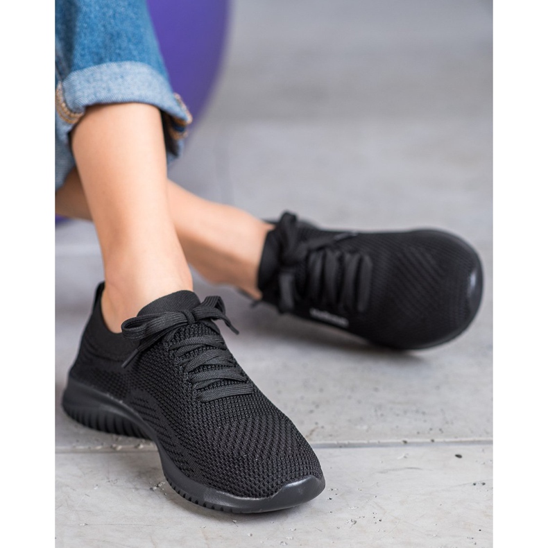 SHELOVET Knutna textilskor svart 2