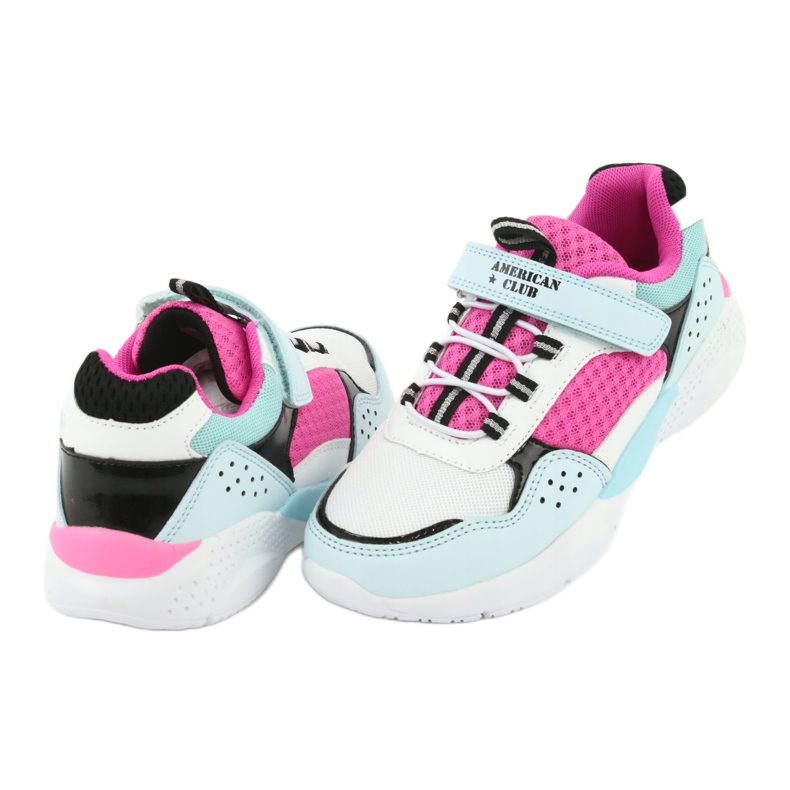 Trendiga American Club ES07 sportskor vit blå rosa 4