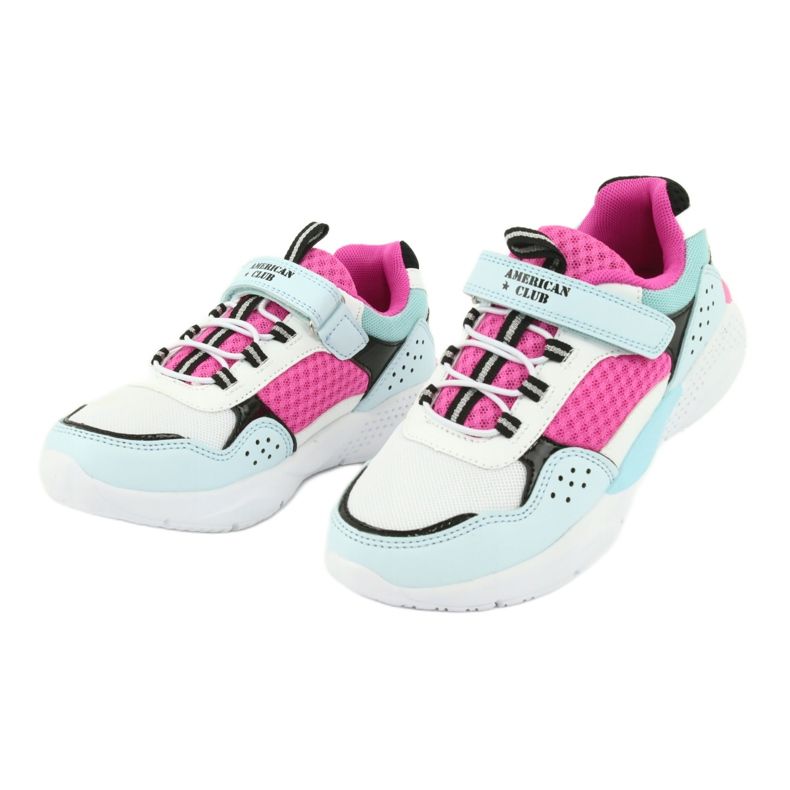 Trendiga American Club ES07 sportskor vit blå rosa 3