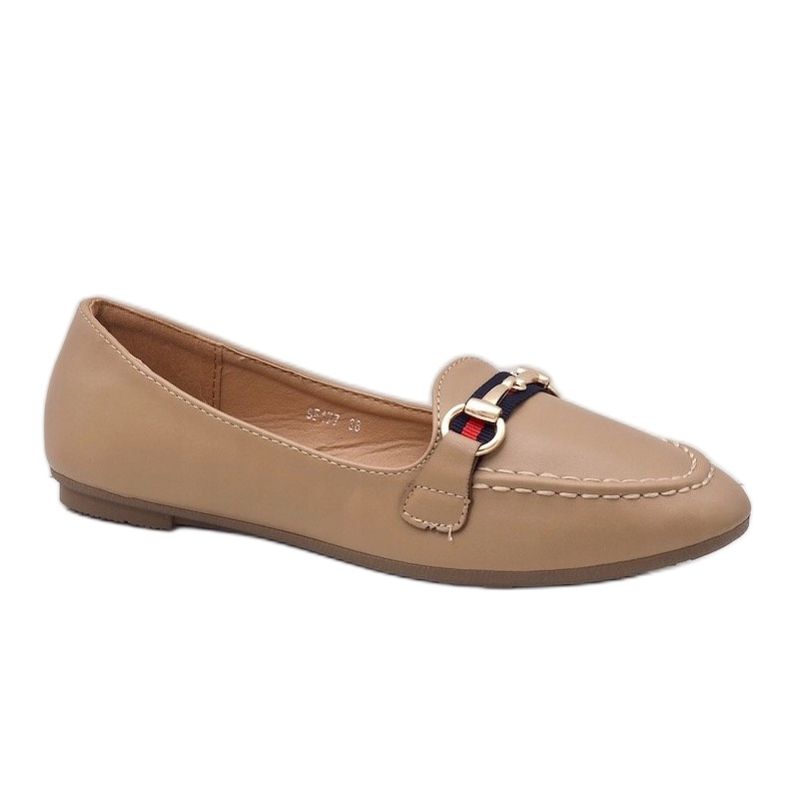 Khaki loafers eco-läder ballerinor 9F177 beige 1