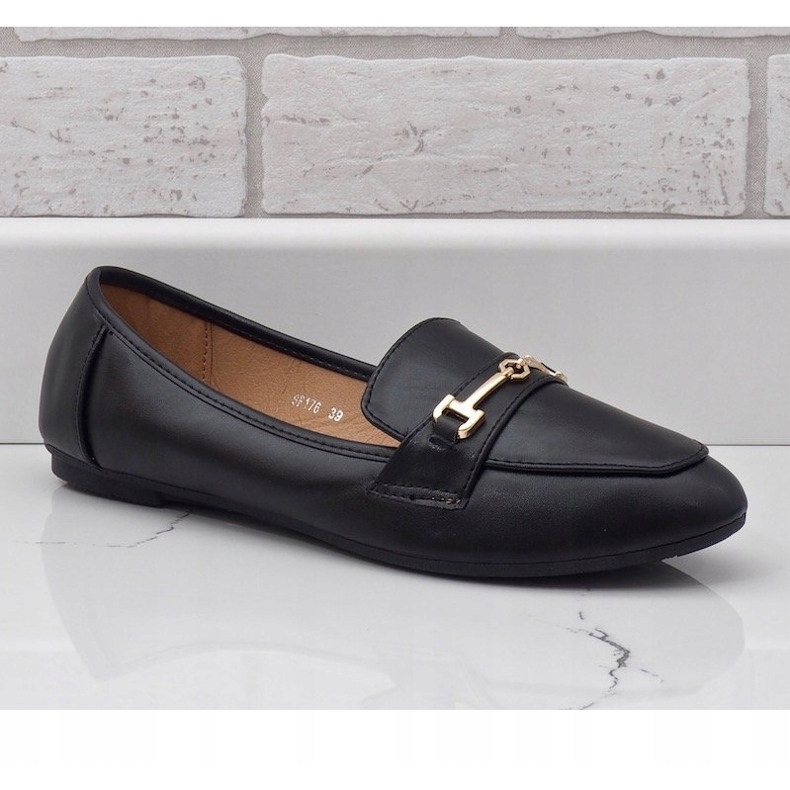 Svarta ballerina loafers i eko-läder 9F176 1
