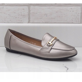 Silver ballerina loafers i ekologisk läder 9F176 grå 1