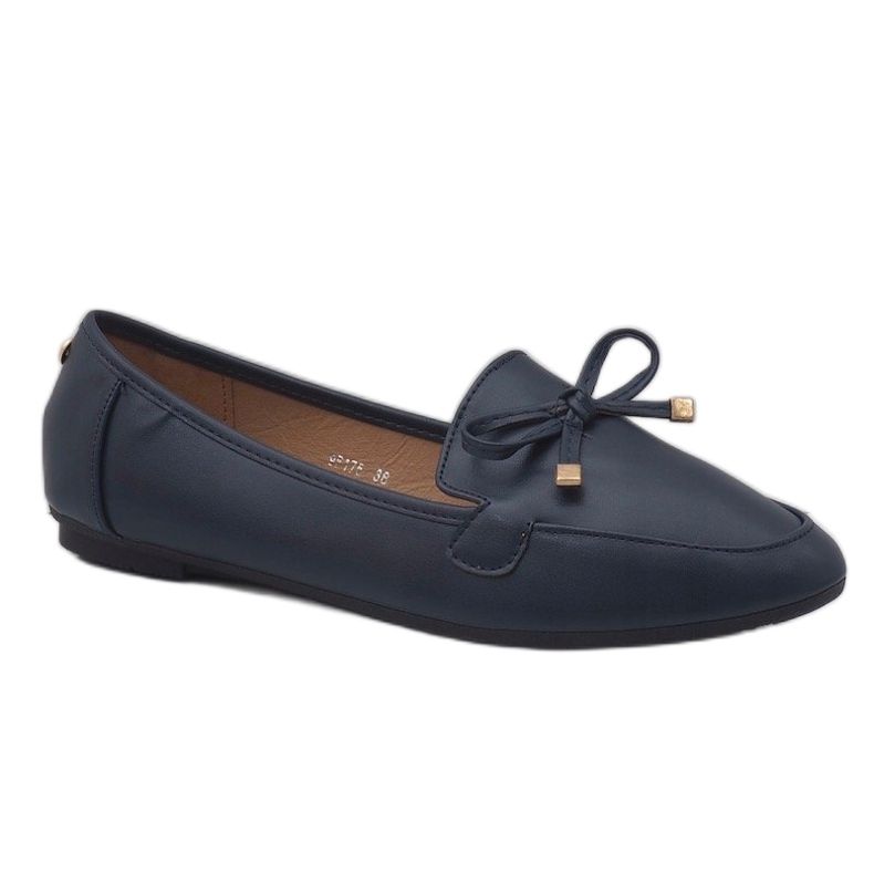 Marinblå ballerina loafers med ekoläder 9F175 1
