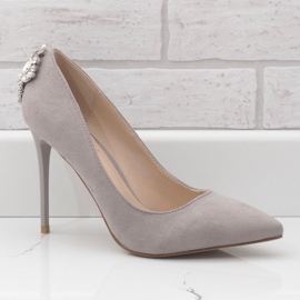 Grå klassiska klackar med cubic zirconia 9229-13 1