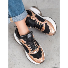 SHELOVET Mode sneakers med Holo -effekt svart gul 1