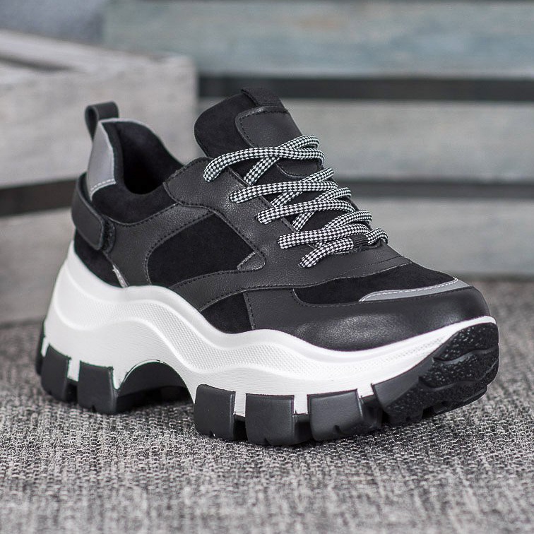 Weide Svarta sneakers på plattformen 1