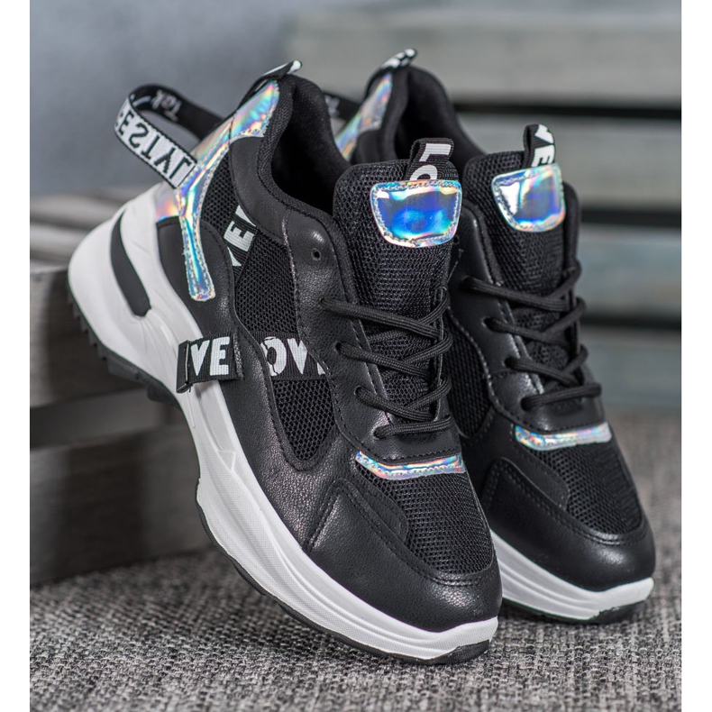 Weide Trendiga sneakers med inskriptioner svart 1