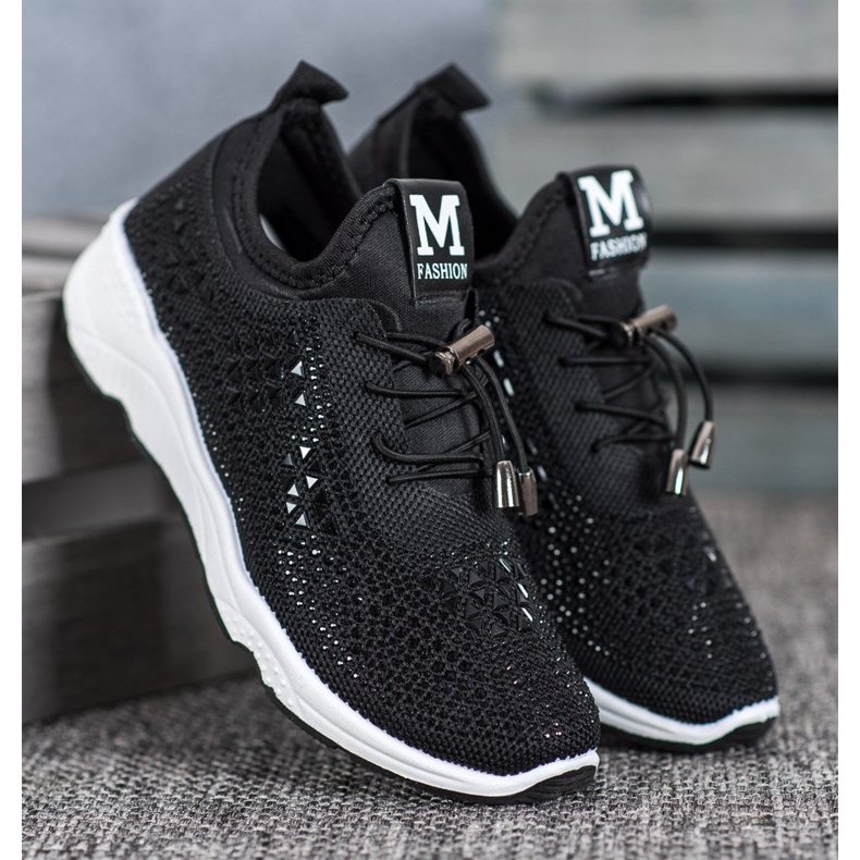 SUPER COOL Bindade skor med kristaller svart 2