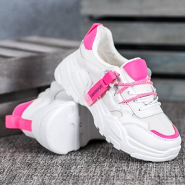 SHELOVET Mode sport sneakers vit rosa 1