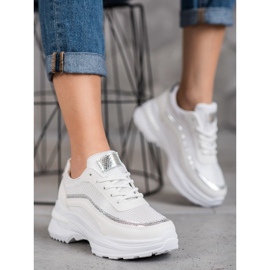 SHELOVET Trendiga sportskor vit gul 1