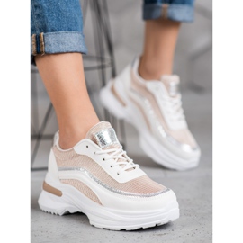 SHELOVET Trendiga sportskor vit brun 1