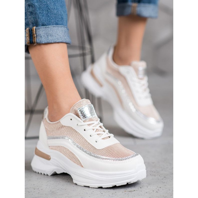 SHELOVET Trendiga sportskor vit brun 1