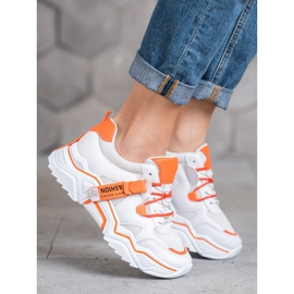 SHELOVET Dammode Sneakers vit orange 1