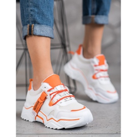 SHELOVET Dammode Sneakers vit orange 2