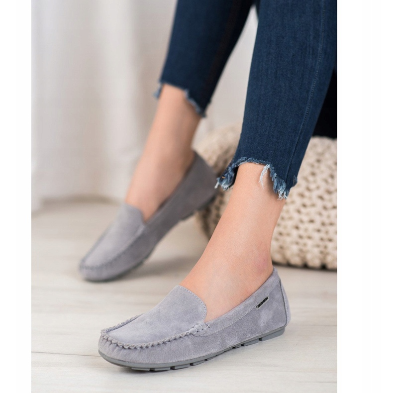 Klassiskt läder VINCEZA Moxins grå 1