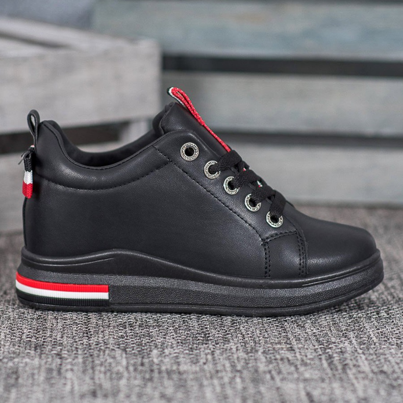 Weide Sneakers med dold kil svart röd 1