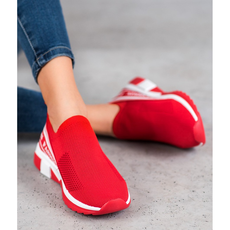SHELOVET Openwork Slipony Fashion vit röd 1
