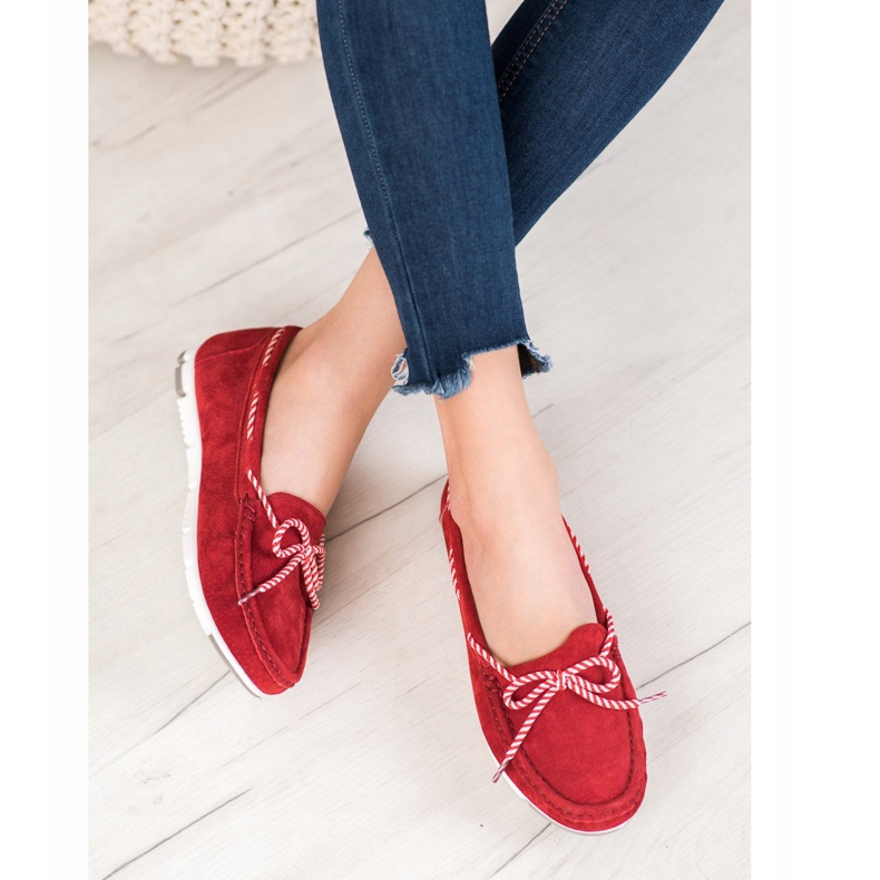 Filippo Läder Loafers med randig rosett röd 1