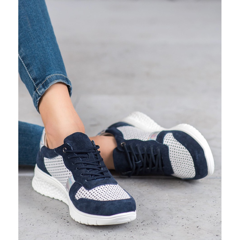 Filippo Läderskor med holoeffekt vit marinblå grå 1