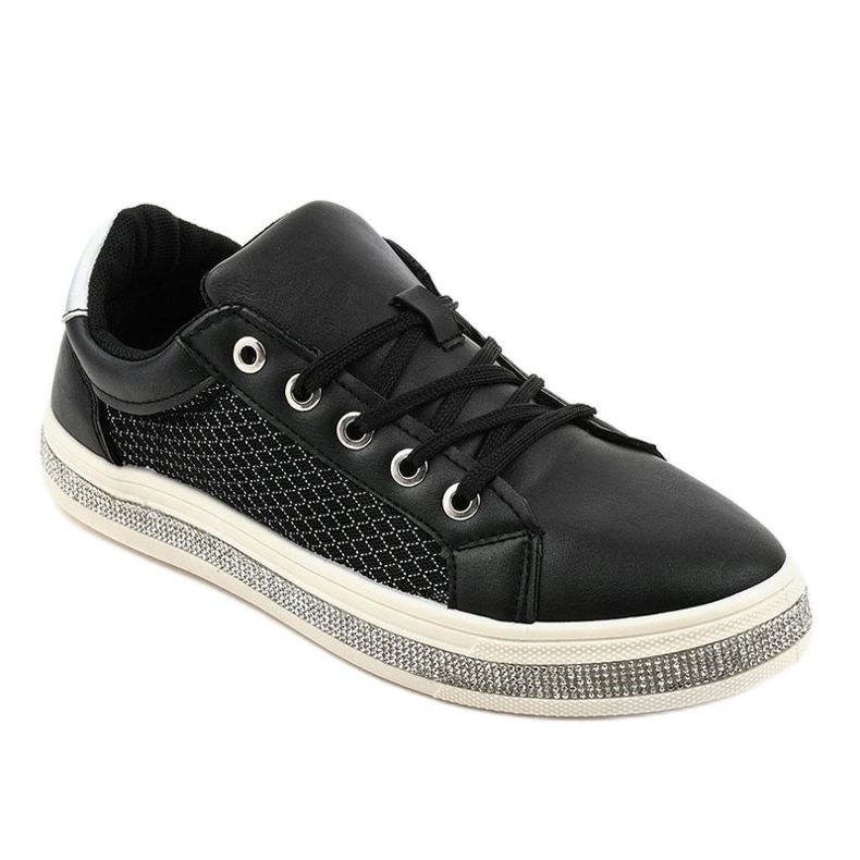 Svarta sneakers dekorerade med zirkoner 1153-Y grå 1