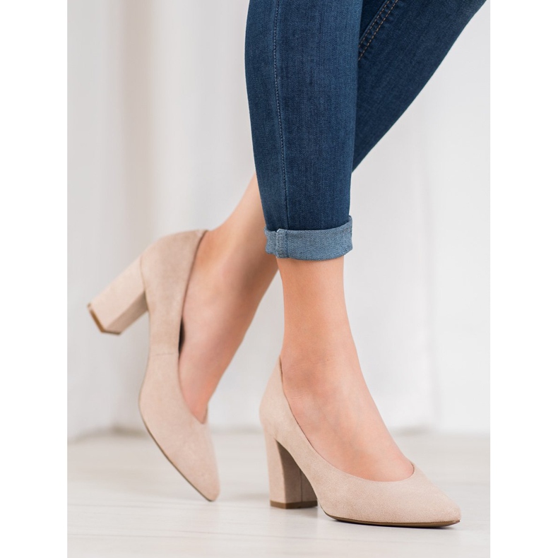 W. Potocki Pumpar med glitter beige gyllene 1