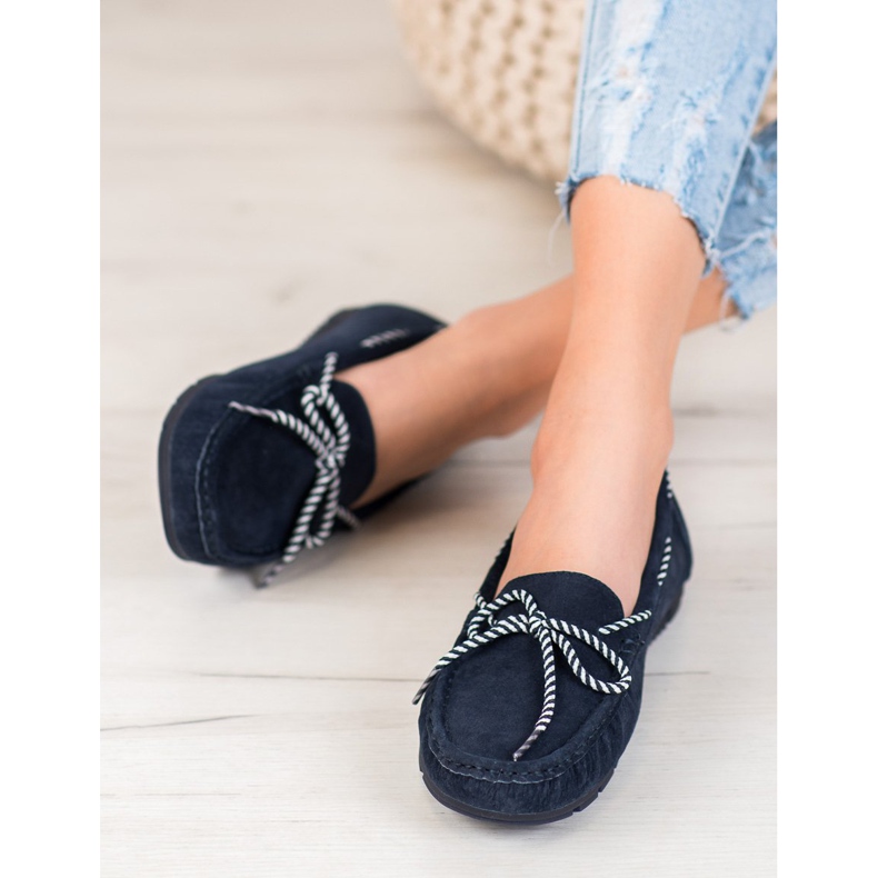 Filippo Läder Loafers med randig rosett blå 2