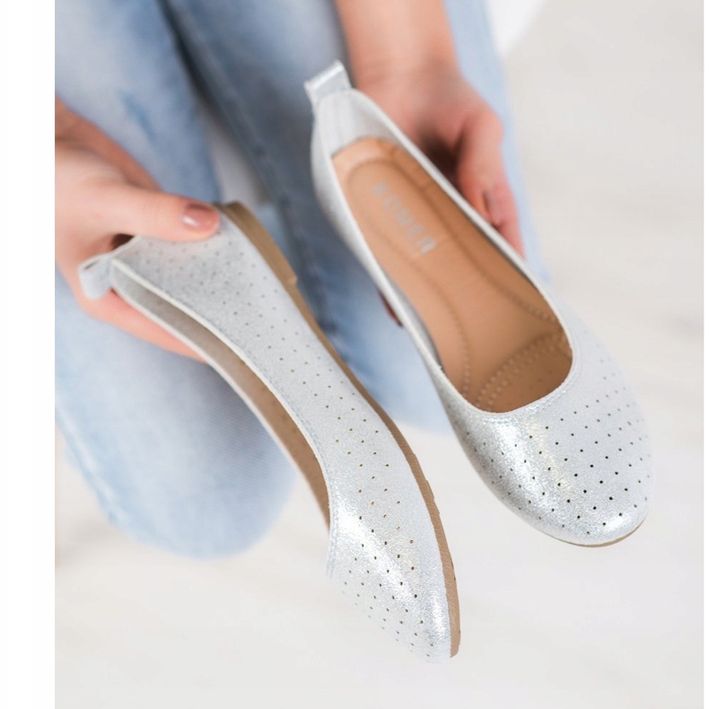SHELOVET Openwork ballerinor silver- 1