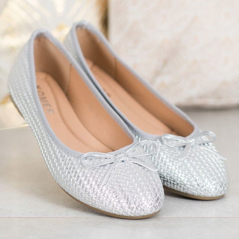 SHELOVET Flätade silverballerinor silver- 2