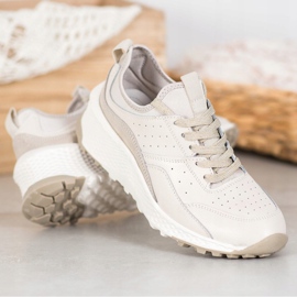 Goodin Beige lädersneakers 2