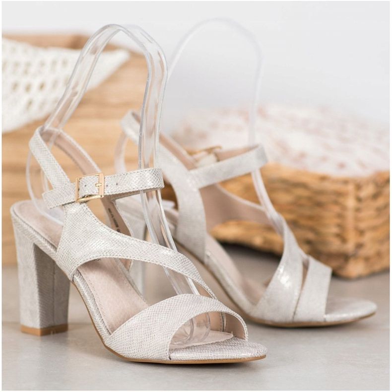 Goodin Snygga sandaler med glitter grå gyllene 1