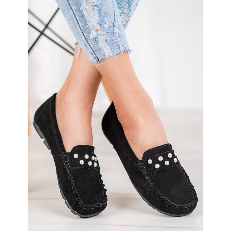 Filippo Läder Loafers med pärlor svart 2