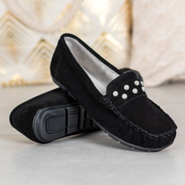 Filippo Läder Loafers med pärlor svart 1