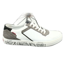 Sportskor i läder Badura 3361 vit svart grå 3