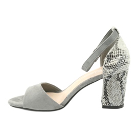 Sergio Leone Kvinnors sandaler på Post Animal Pattern SK873 GRÅ 4