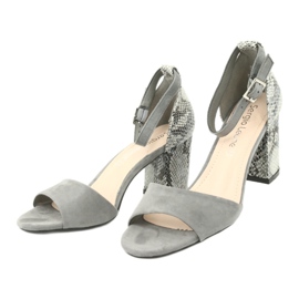 Sergio Leone Kvinnors sandaler på Post Animal Pattern SK873 GRÅ 5