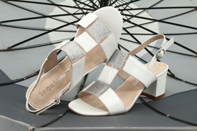 Lågklackade sandaler Sergio Leone SK910 vit grå 5