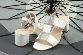 Lågklackade sandaler Sergio Leone SK910 vit grå 4