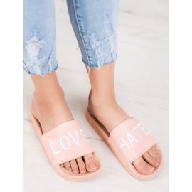 Small Swan LOVE &amp; HATE Eco Leather Tofflor rosa 1