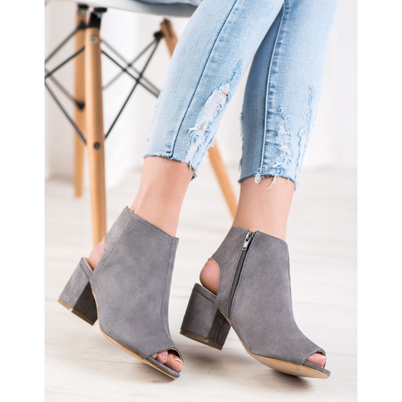 Filippo Grå stövlar med öppen tå 1