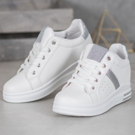 SHELOVET Sneakers med glitterinsatser vit 1